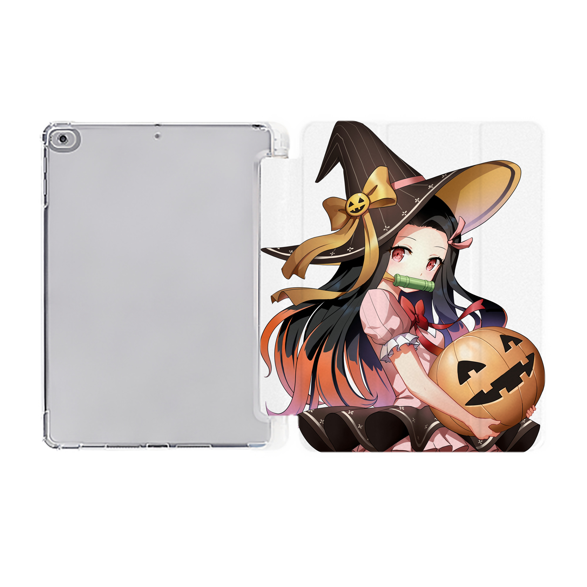 （画像用） 鬼滅の刃（きめつのやいば）竈門 禰󠄀豆子／かまど ねずこ Kamado Nezuko IPad ケース ペン収納付き 三つ折りスタンド PUレザー×シリコン 対応機種9.5/10.5/10.9インチ